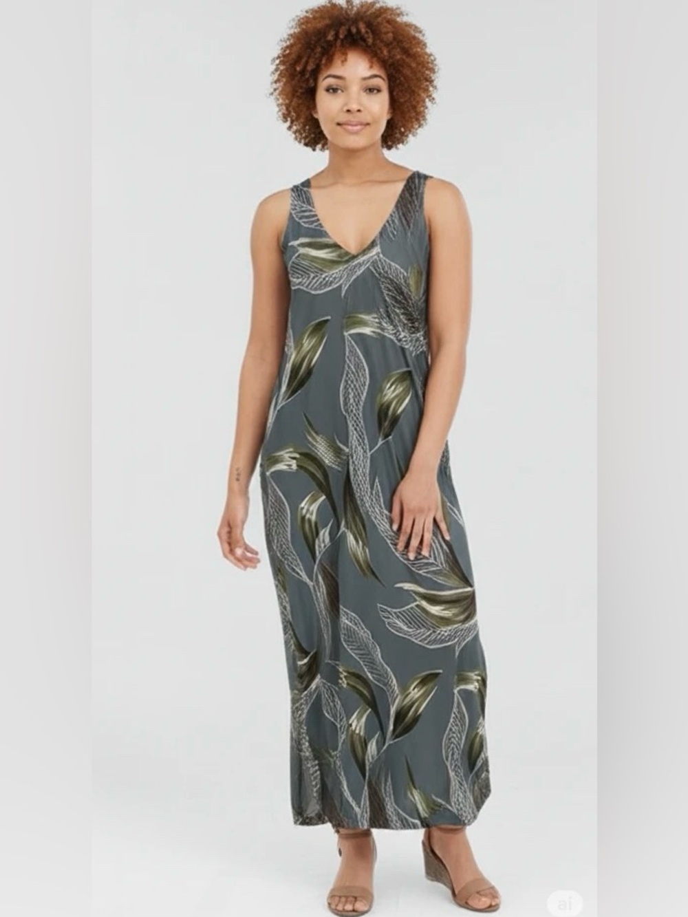 Derek Heart Sleeveless Leaf Maxi Dress